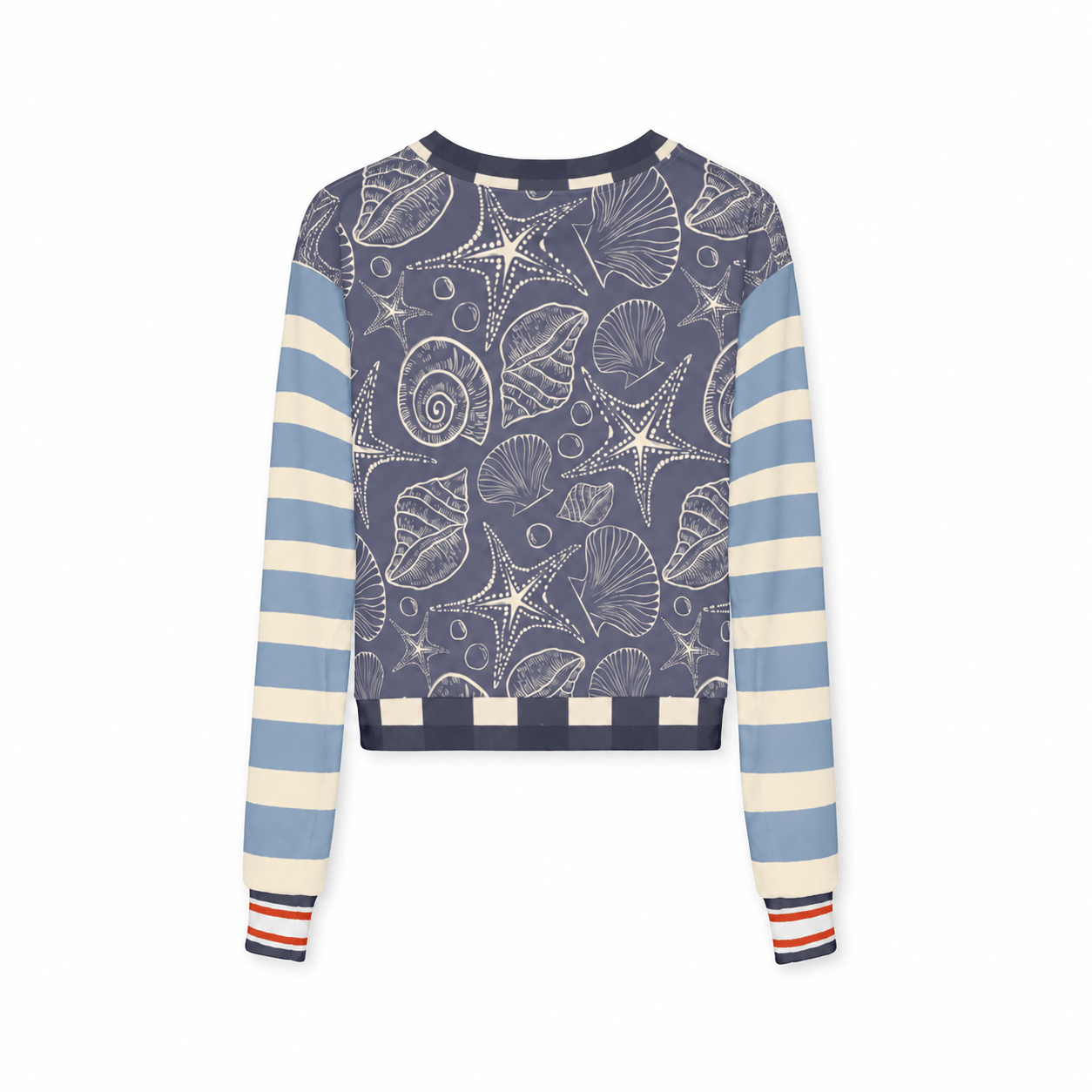 Sail Away Seashell Sketch in Blue Cropped Sweatshirt (Gold Label)