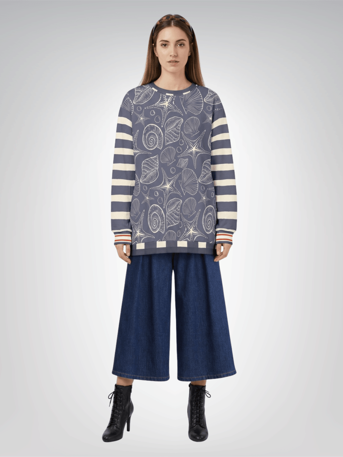 Sail Away Seashell Sketch in Blue Unisex Sweatshirt (Gold Label)
