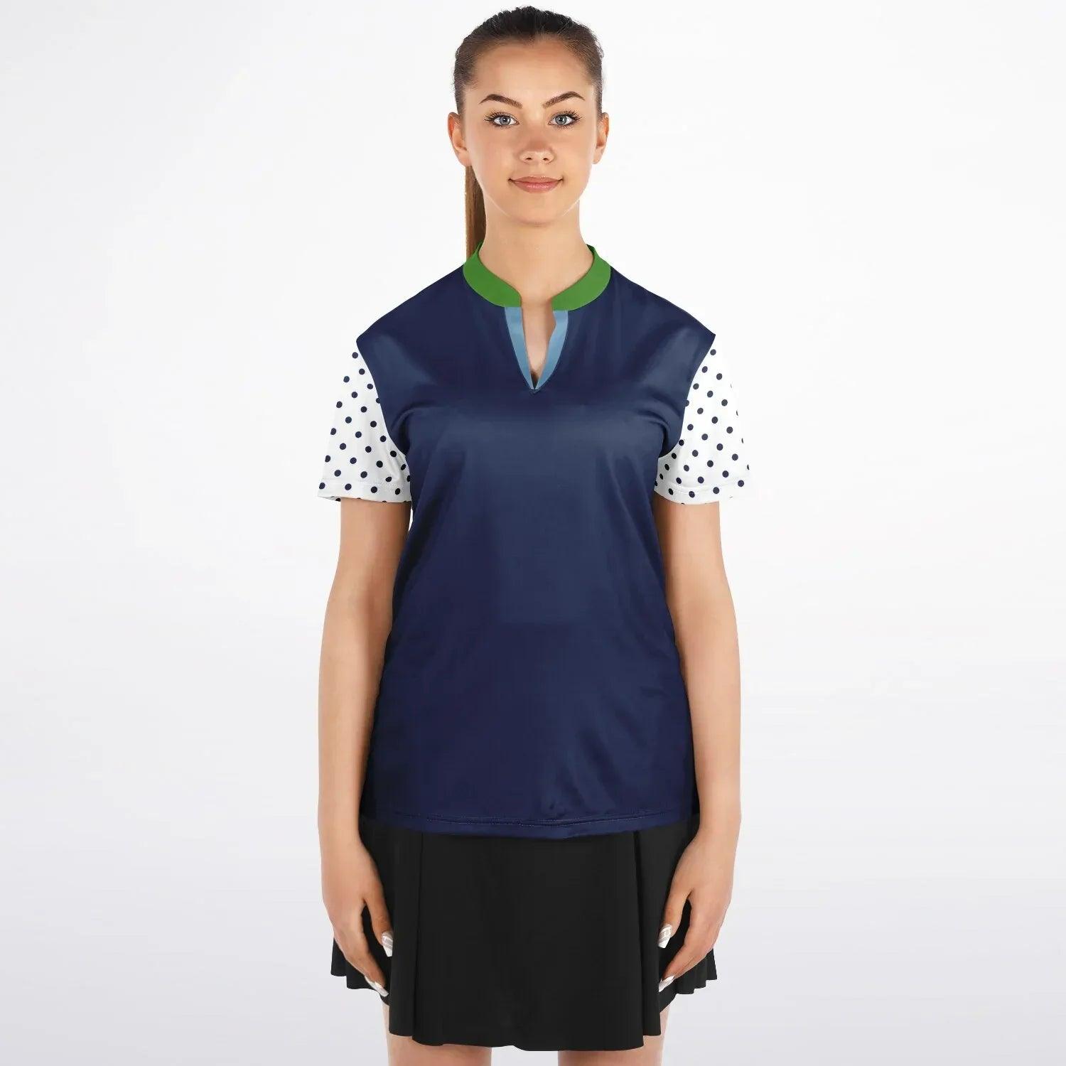 Sailor Blue Mandarin Collar Ladies Golf Polo Jersey