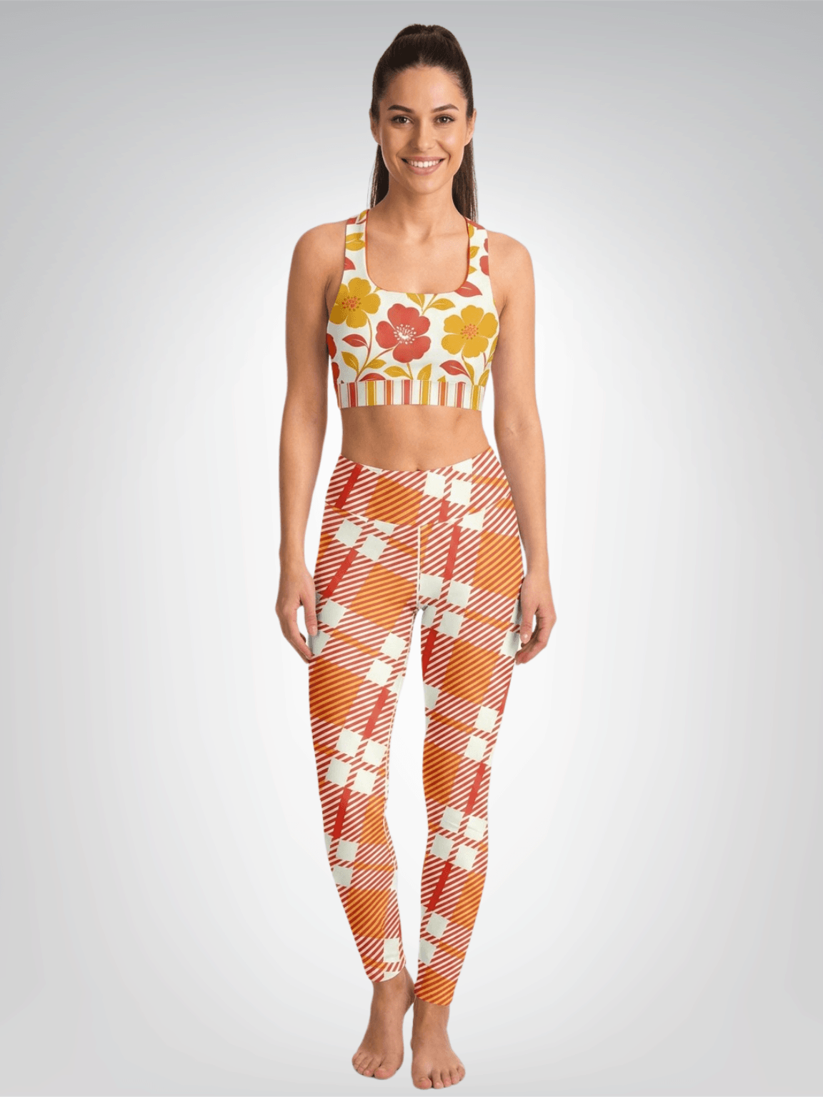 Salsa Time Floral Stripe Padded Sports Bra