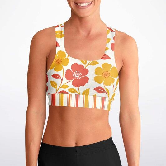 Salsa Time Floral Stripe Padded Sports Bra