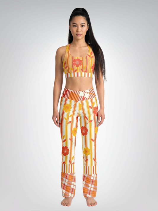 Salsa Time Floral Stripe Flare Leggings