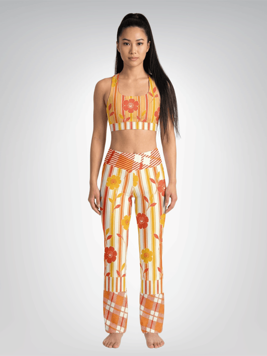 Salsa Time Floral Stripe Flare Leggings