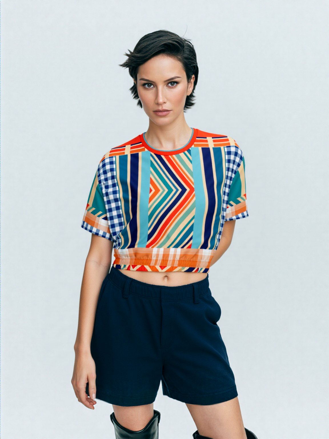 Salsa Time Eco-Poly Short Sleeve Cropped Pullover