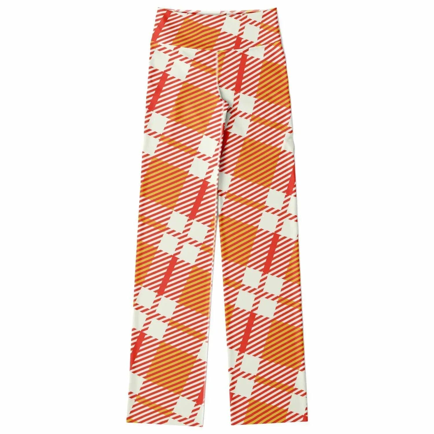 Salsa Time Orange Tartan Plaid Flare Leggings