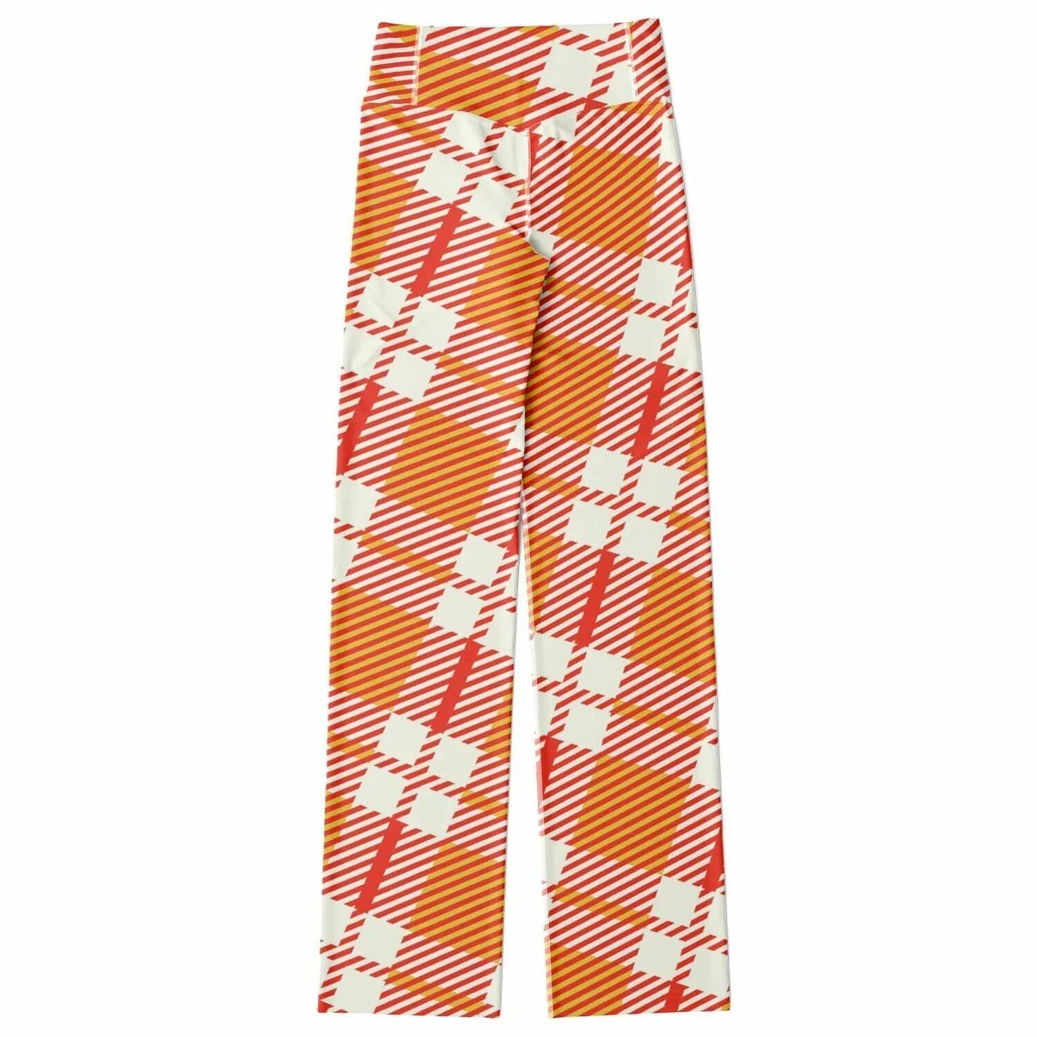 Salsa Time Orange Tartan Plaid Flare Leggings