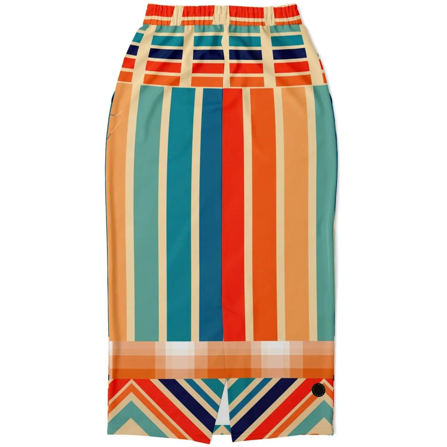 Salsa Time Zig-Zag Stripe Eco-Poly Long Pocket Skirt