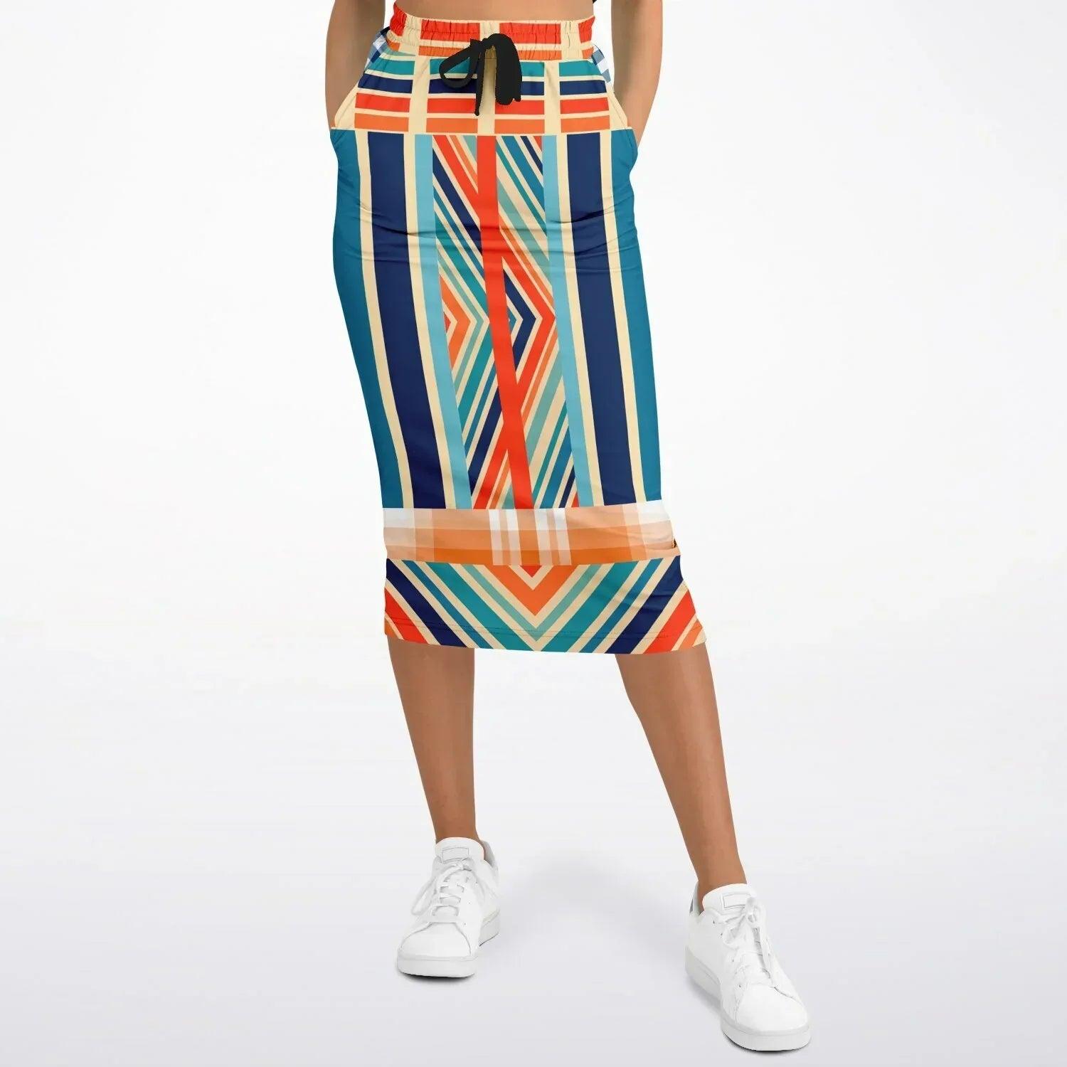 Salsa Time Zig-Zag Stripe Eco-Poly Long Pocket Skirt