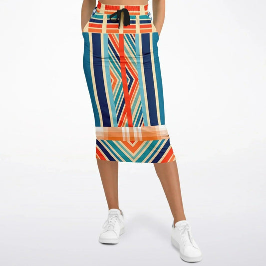 Salsa Time Zig-Zag Stripe Eco-Poly Long Pocket Skirt
