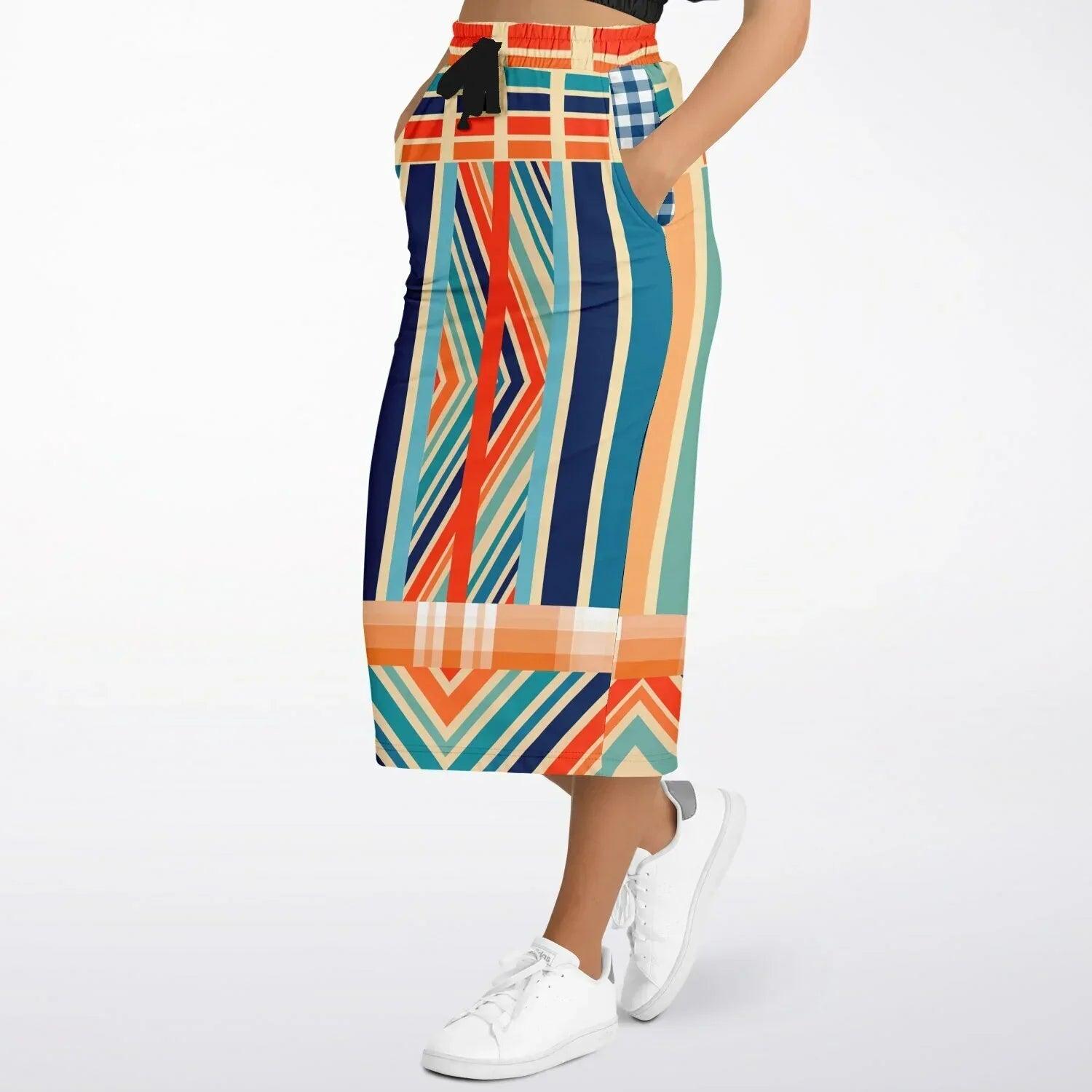 Salsa Time Zig-Zag Stripe Eco-Poly Long Pocket Skirt