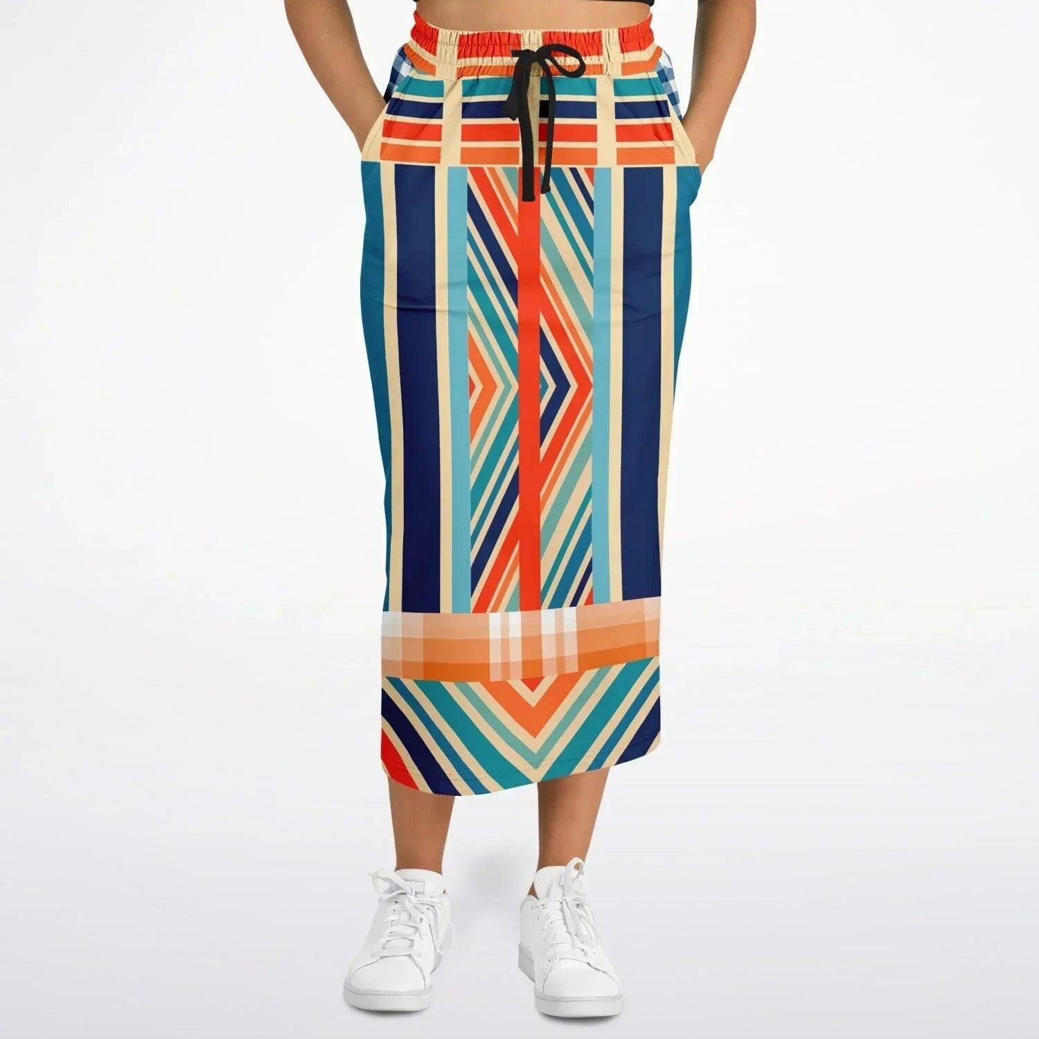 Salsa Time Zig-Zag Stripe Eco-Poly Long Pocket Skirt