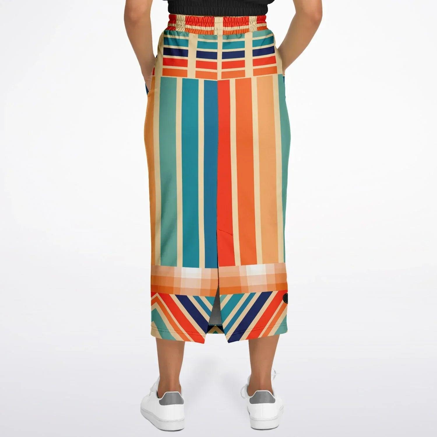 Salsa Time Zig-Zag Stripe Eco-Poly Long Pocket Skirt
