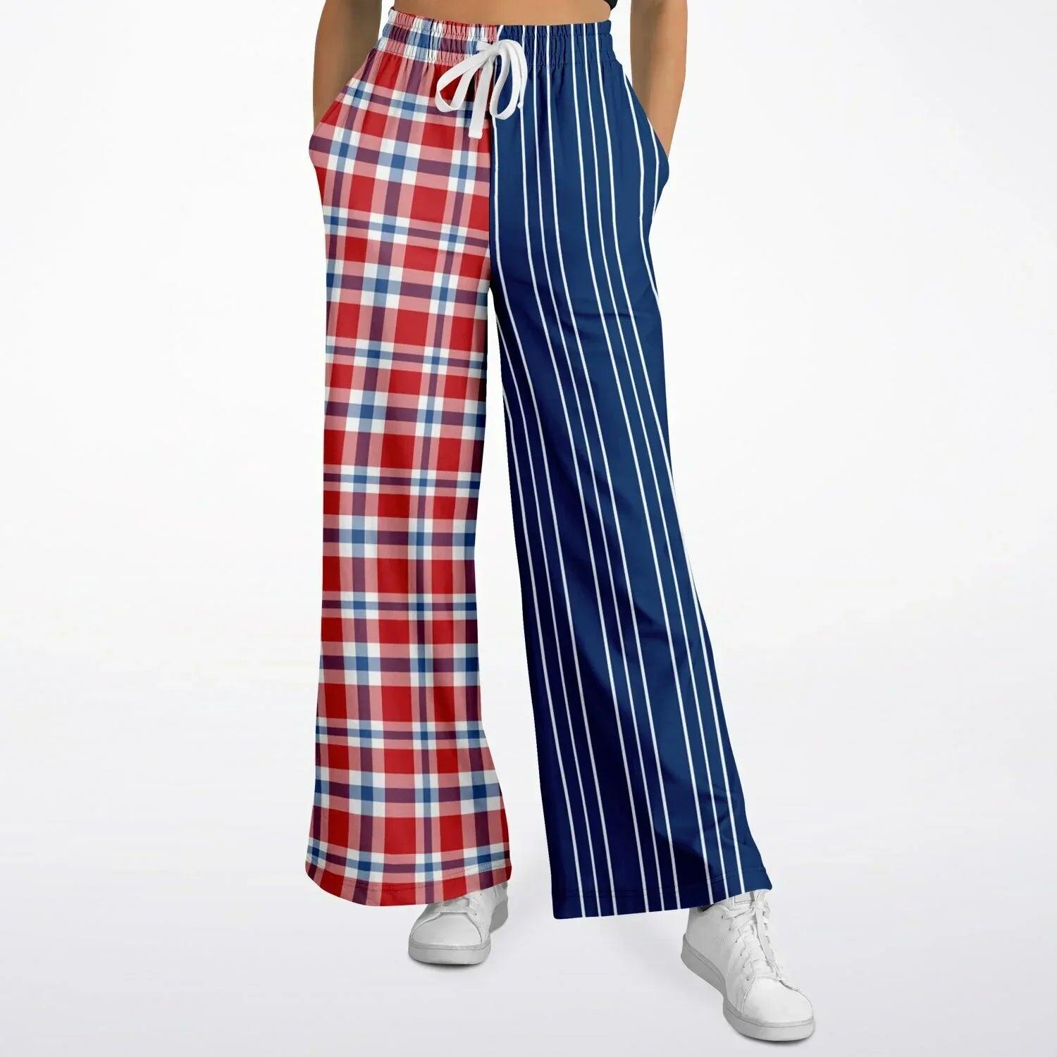 Serendipity Plaid Pinstripe Eco-Poly Wide Leg Pant