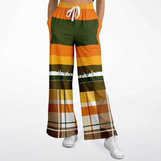Seville Retro 70s Eco-Poly Plaid Wide Leg Pants