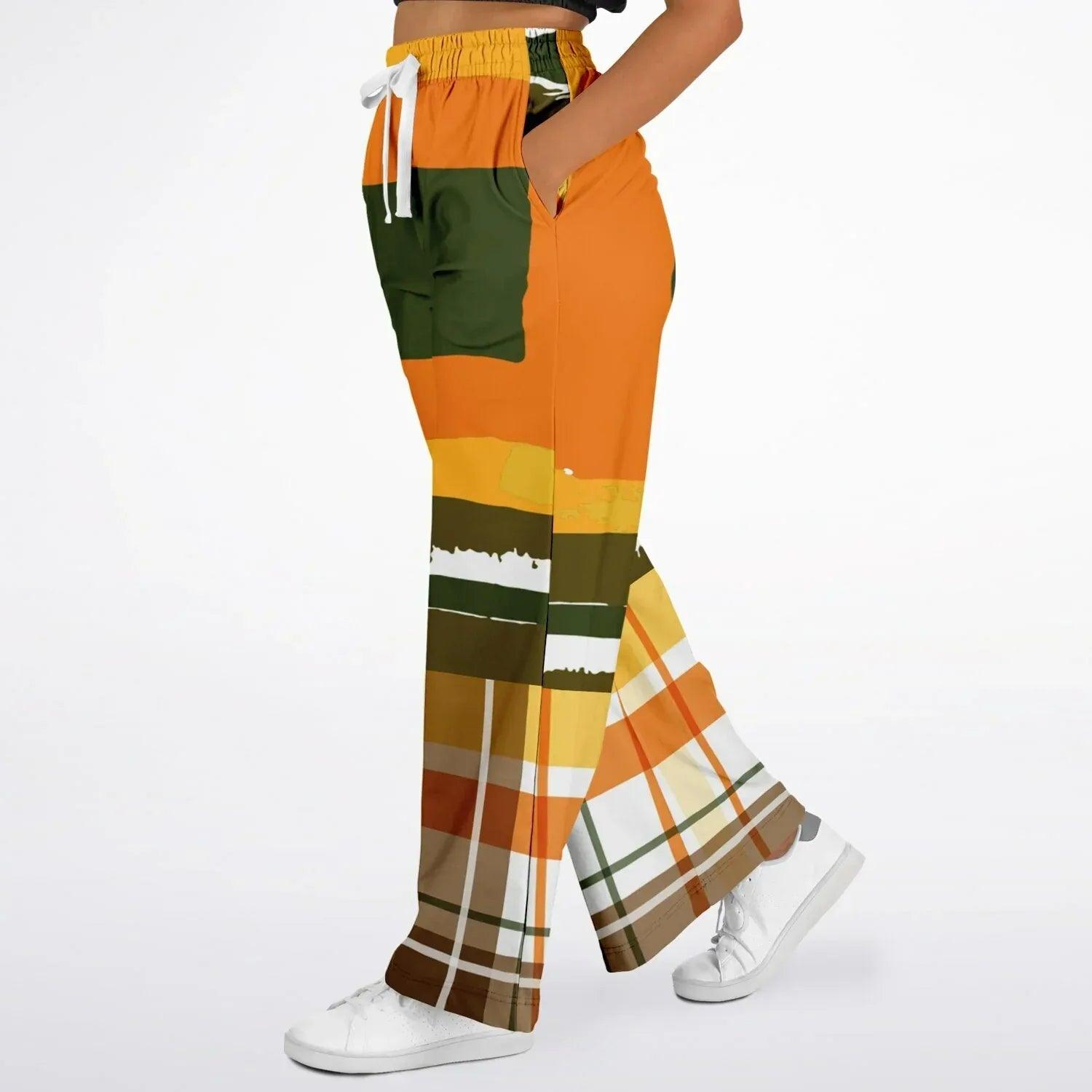 Seville Retro 70s Eco-Poly Plaid Wide Leg Pants