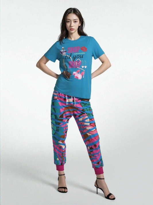 Pink Passion Floral Zebra Eco-Poly Unisex Joggers