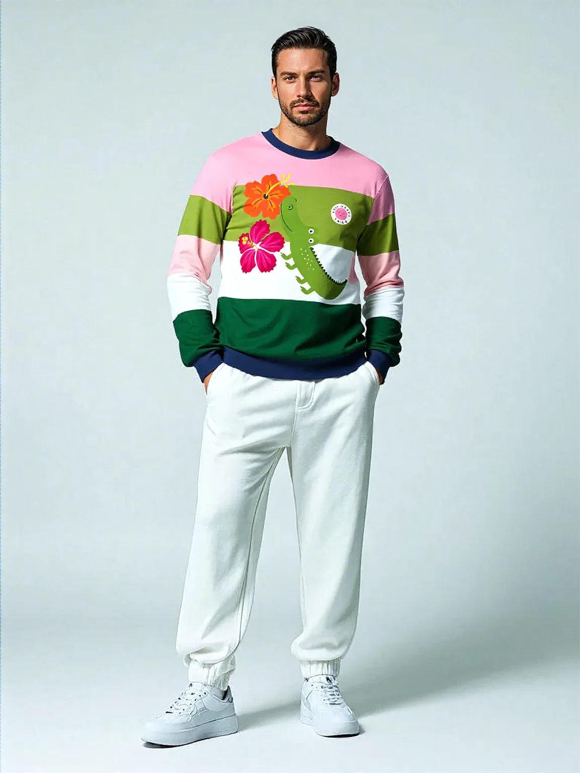 Smell The Flowers Gator Rugby Stripe Unisex Sweatshirt (Gold Label)