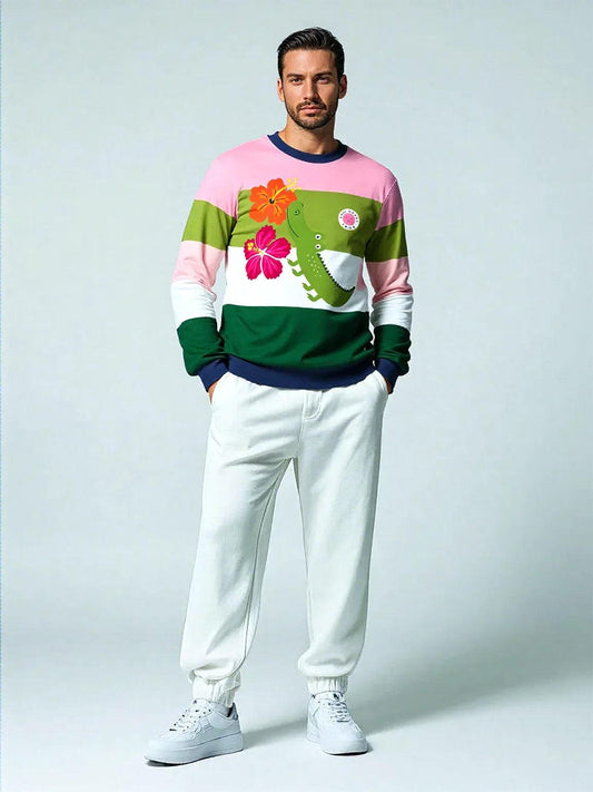 Smell The Flowers Gator Rugby Stripe Unisex Sweatshirt (Gold Label)