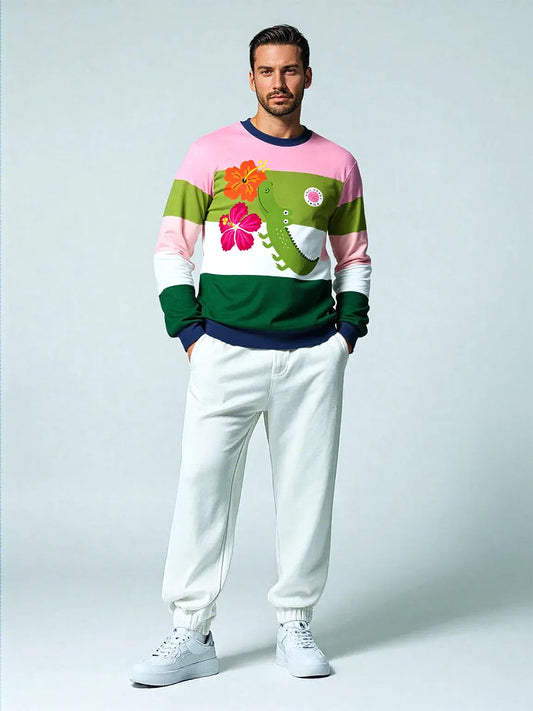 Smell The Flowers Gator Rugby Stripe Unisex Sweatshirt (Gold Label)