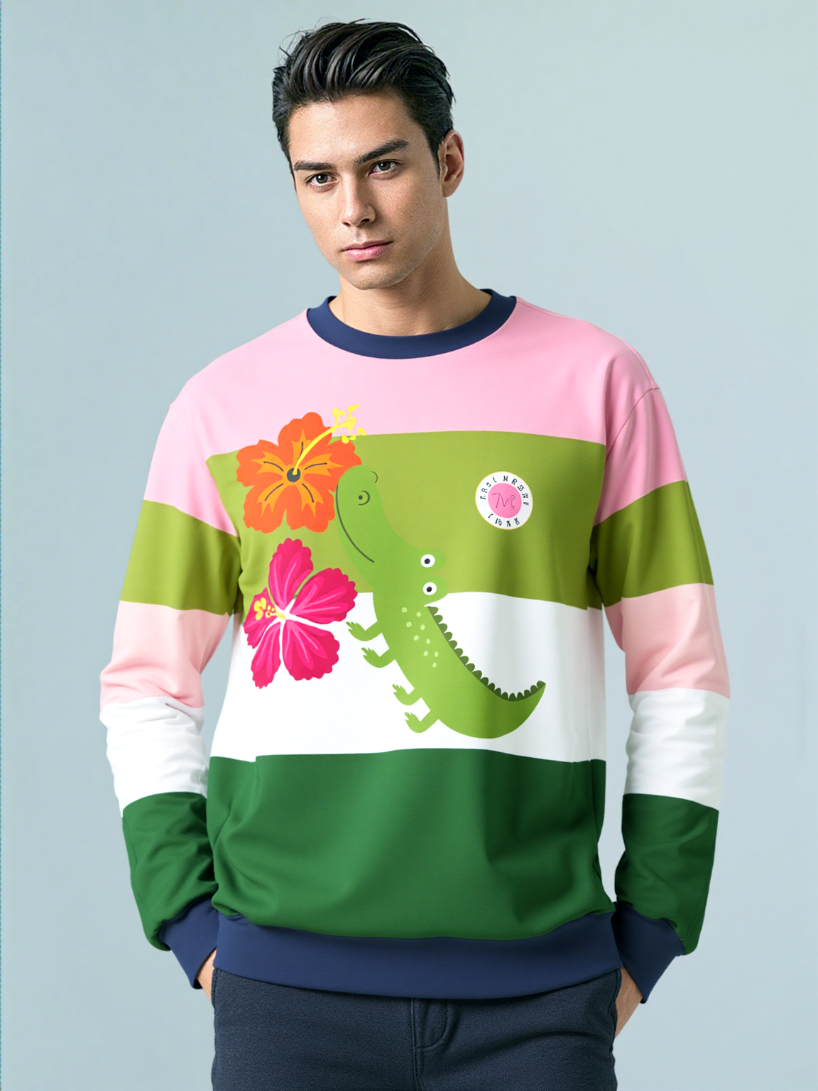 Smell The Flowers Gator Rugby Stripe Unisex Sweatshirt (Gold Label)