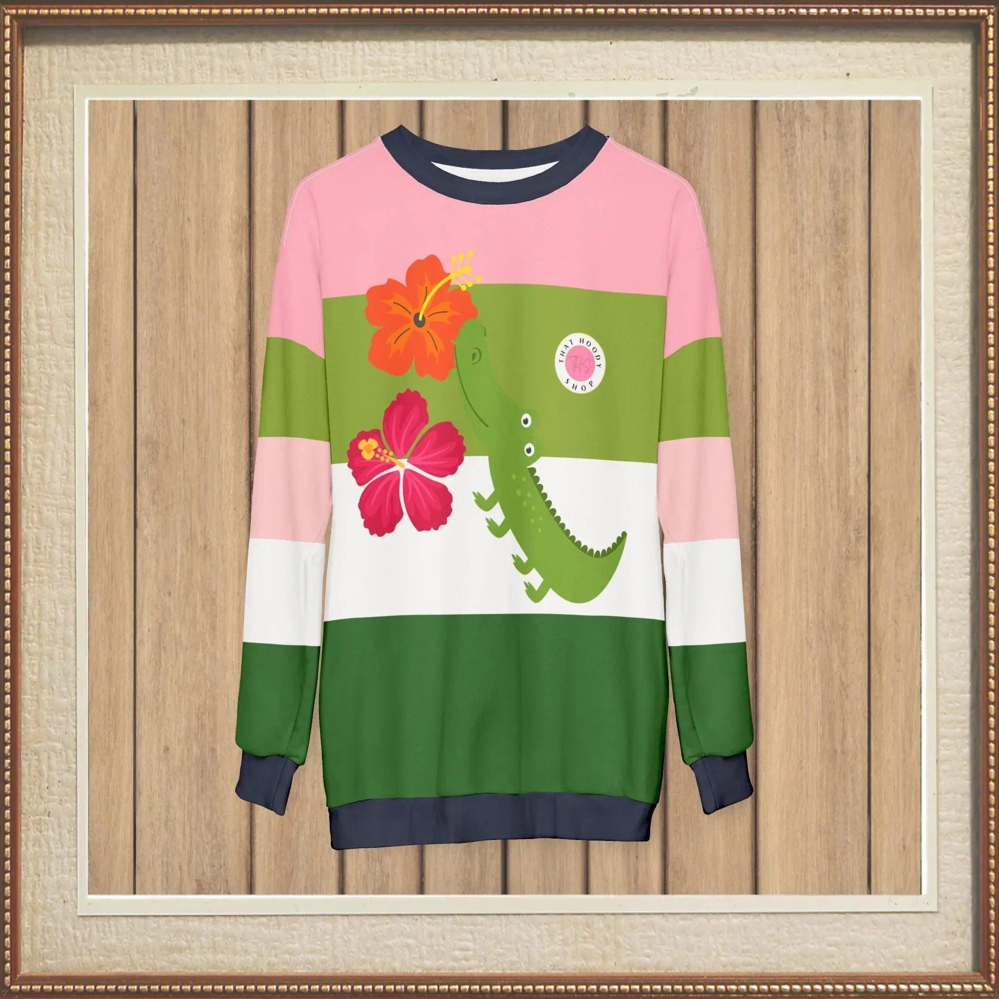 Smell The Flowers Gator Rugby Stripe Unisex Sweatshirt (Gold Label)