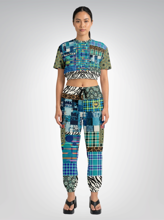 So Royal I'm Blue Eco-Poly Short Sleeve Cropped Pullover