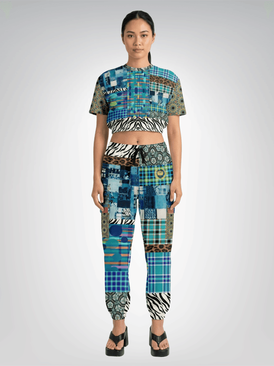 So Royal I'm Blue Eco-Poly Short Sleeve Cropped Pullover