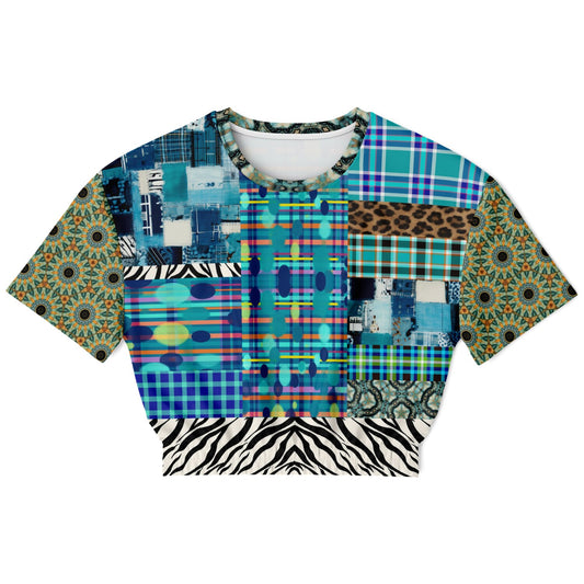 So Royal I'm Blue Eco-Poly Short Sleeve Cropped Pullover
