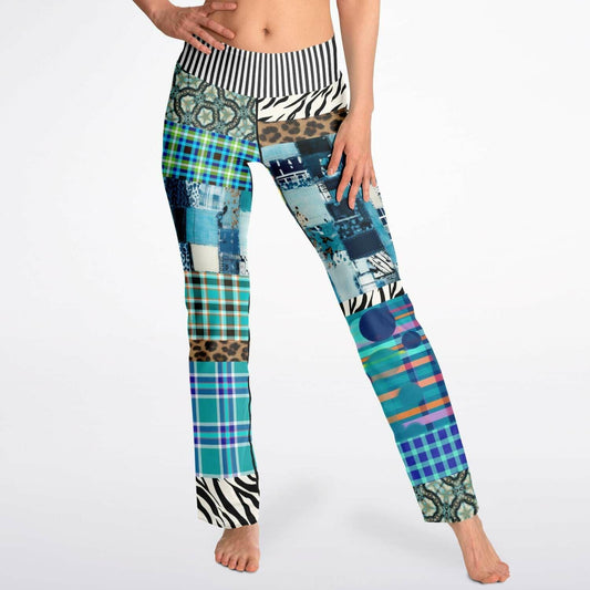 So Royal I'm Blue Patchwork Stripe Flare Leggings