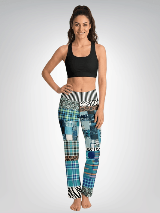 So Royal I'm Blue Patchwork Stripe Flare Leggings