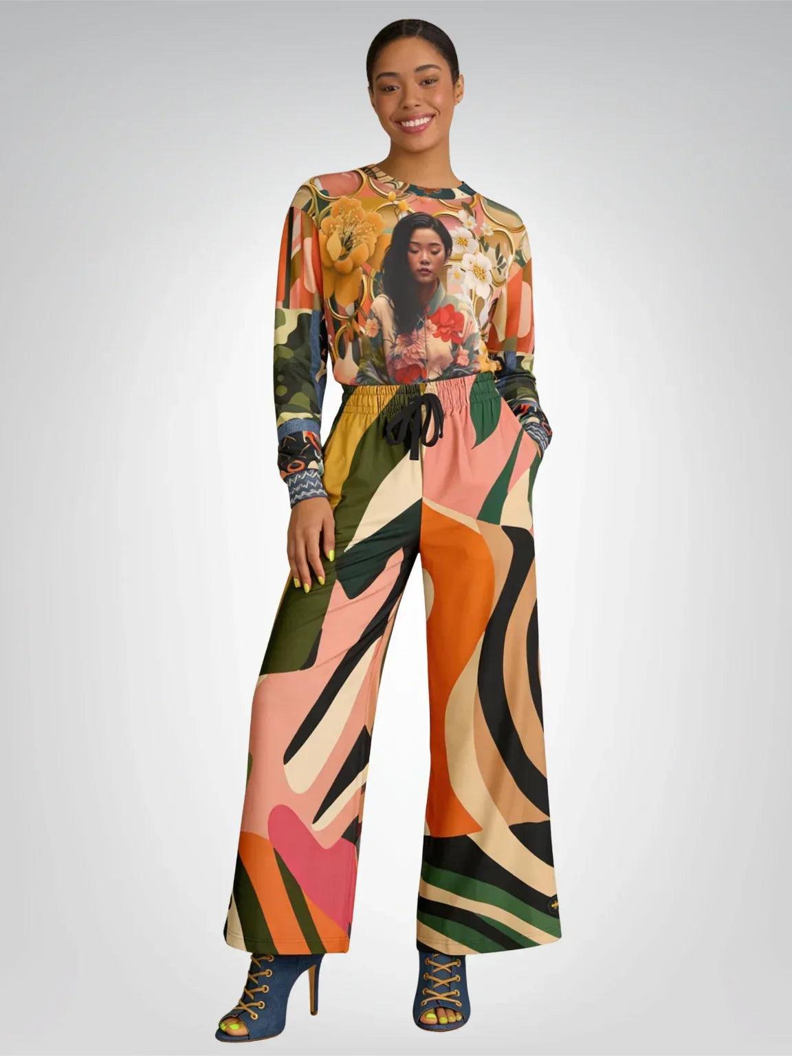 Miami Shores Tropical Zebra Eco-Poly Wide Leg Pants