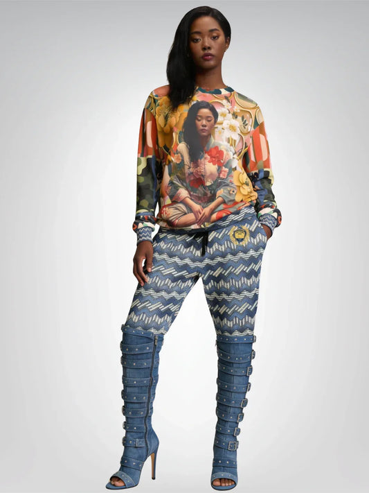 On the Chambray Highway in Denim Print Eco-Poly Unisex Joggers