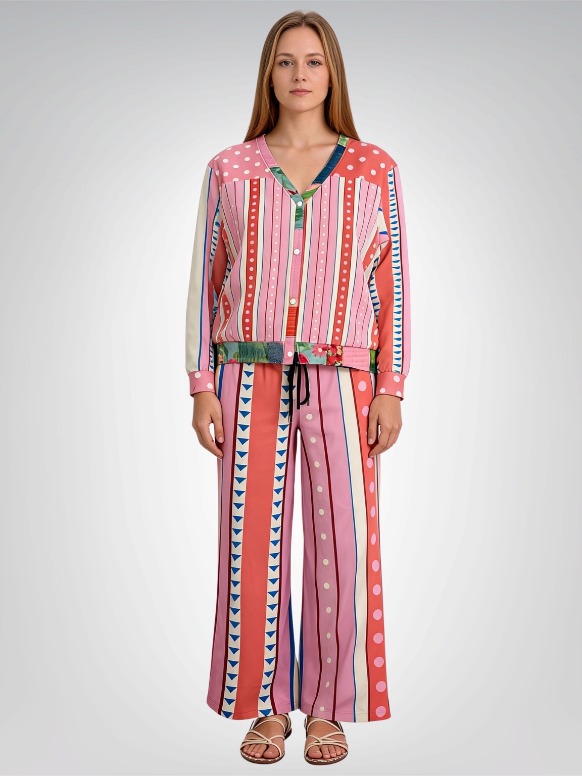 Split Decision Stripe Eco-Poly Wide Leg Pants