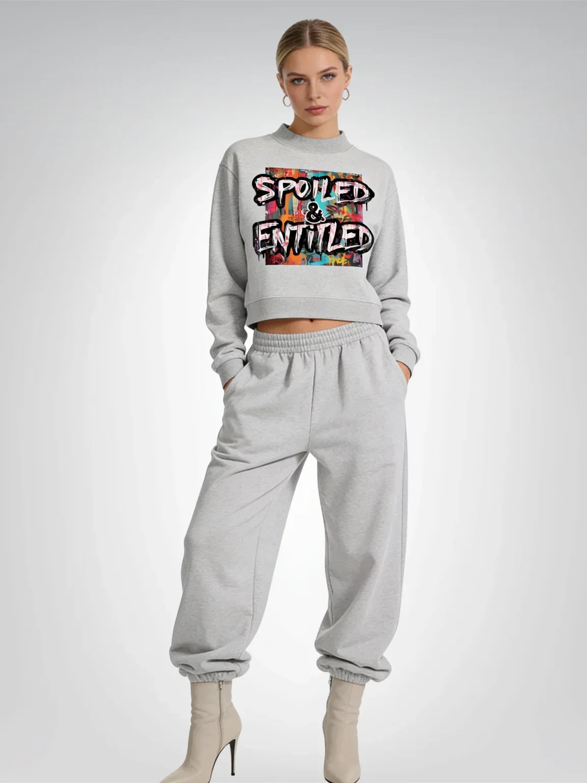 Spoiled & Entitled™ + STL Essential Fleece Mock T-Neck Crew Sweatshirt