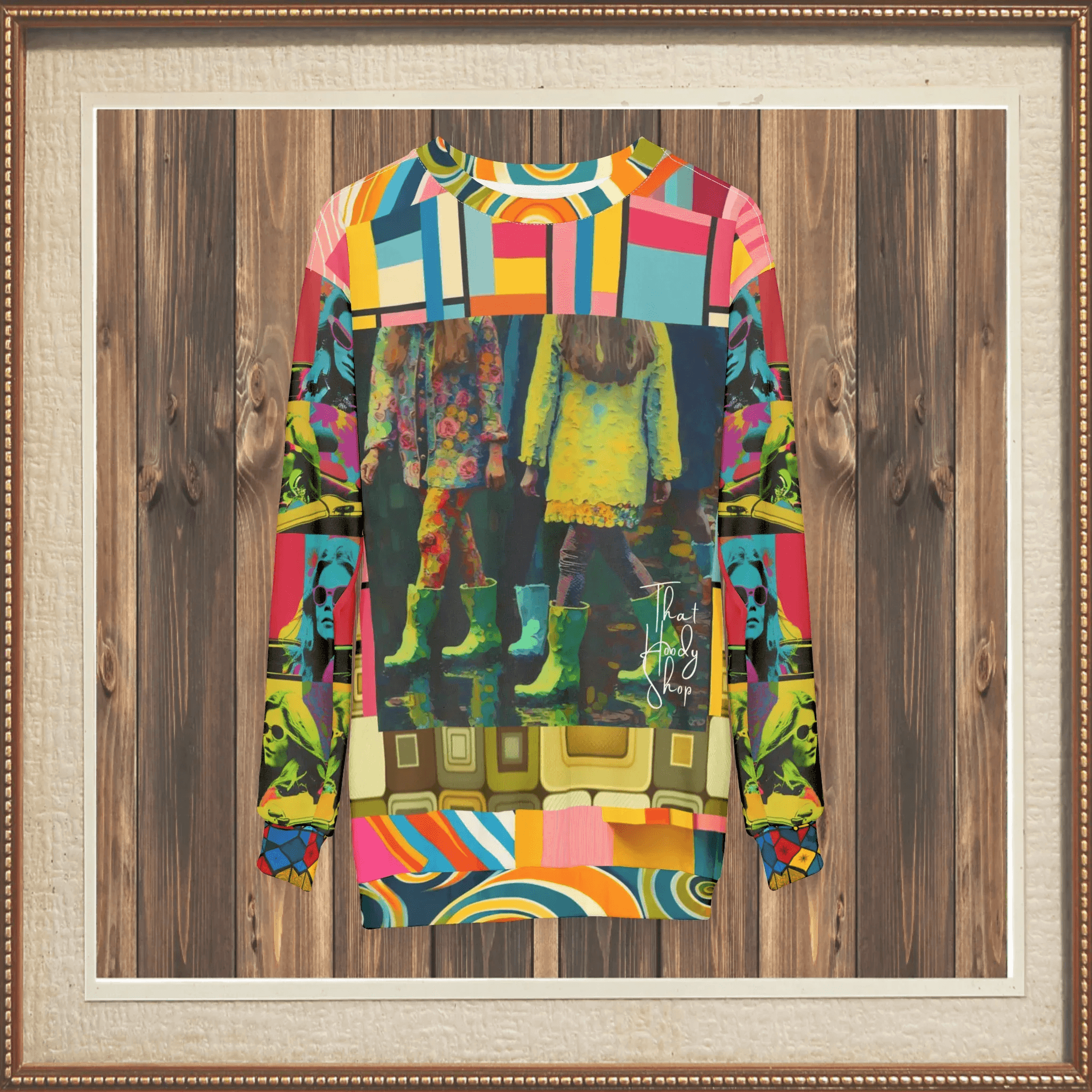 Spring Rain Retro Hippie Colorblock Unisex Sweatshirt (Gold Label)