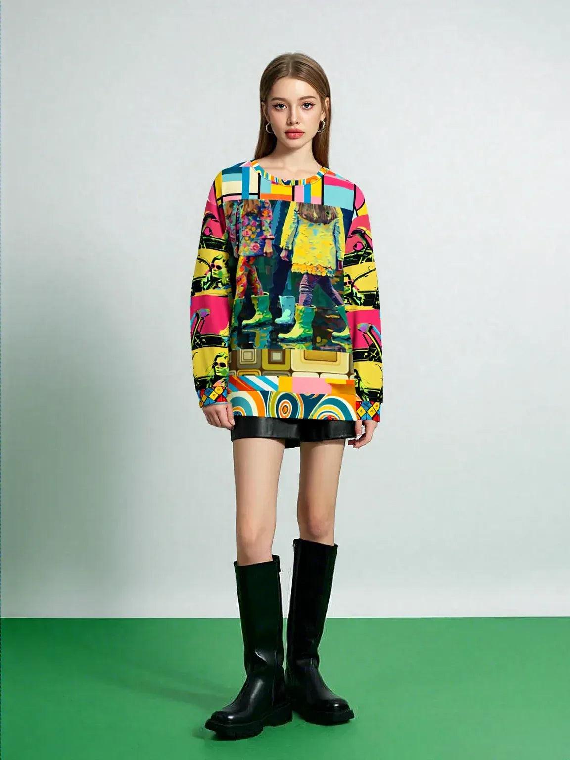 Spring Rain Retro Hippie Colorblock Unisex Sweatshirt (Gold Label)