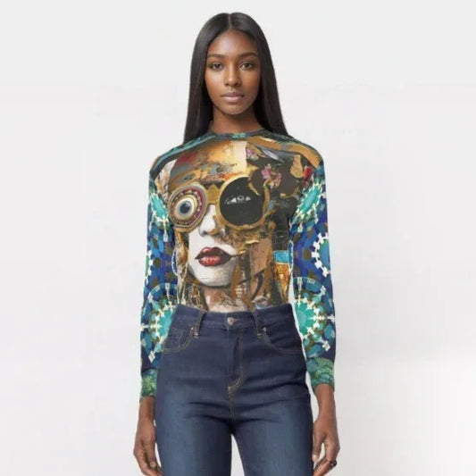 Steampunk Girl in Abstract Unisex Sweatshirt (Gold Label)