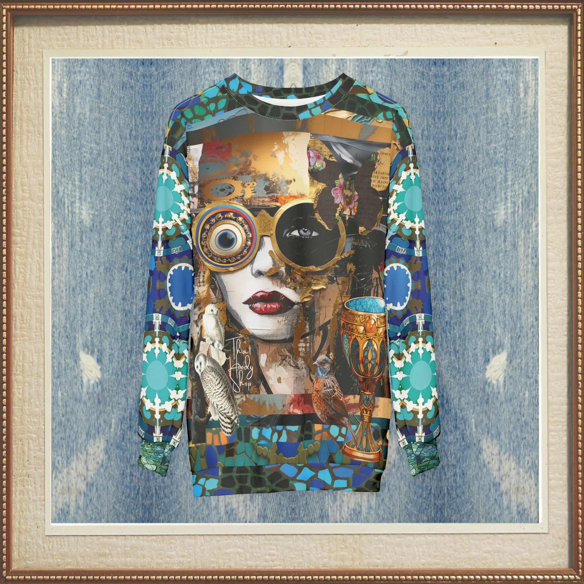 Steampunk Girl in Abstract Unisex Sweatshirt (Gold Label)