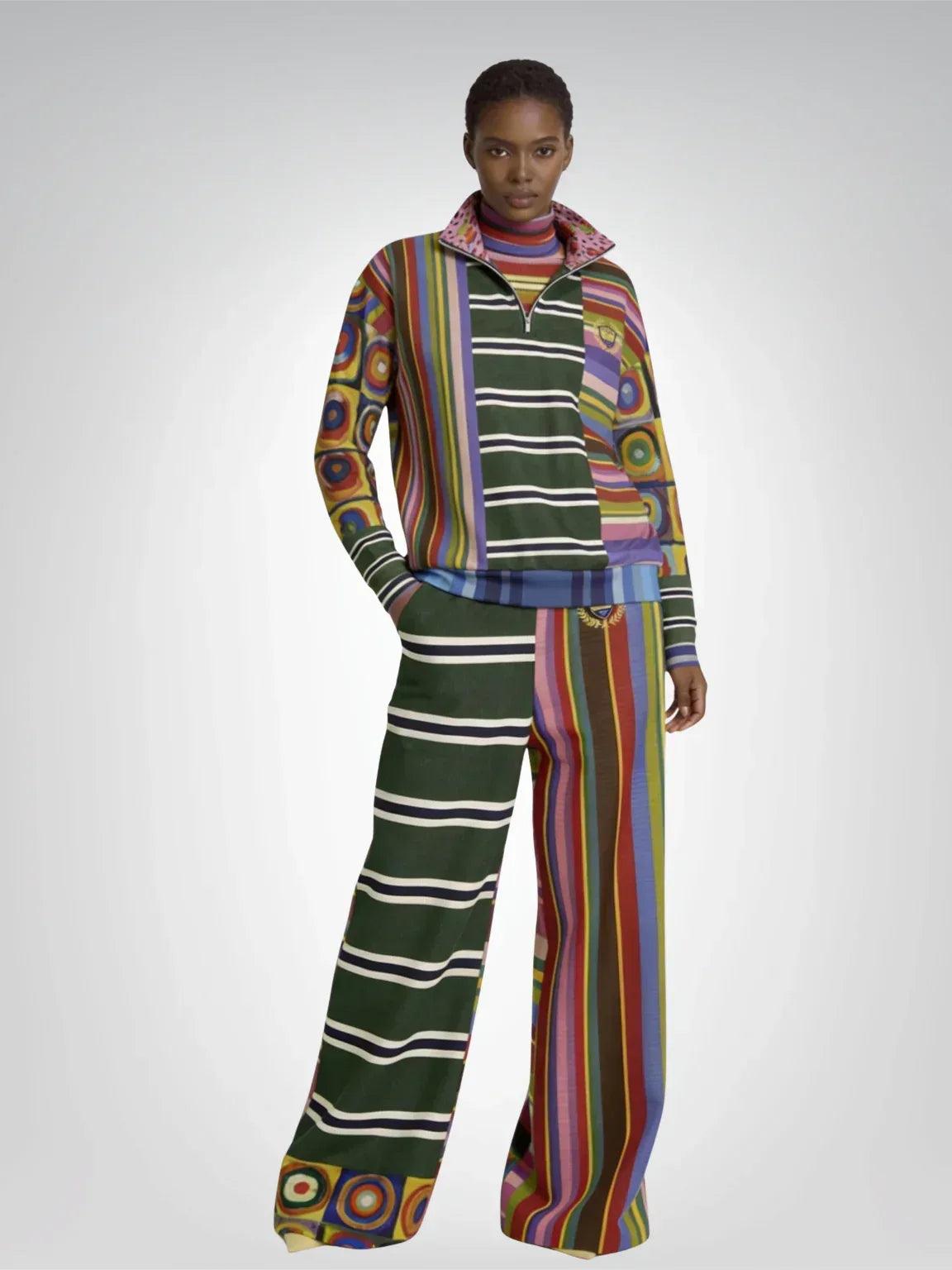 Striped in Silence Rugby Stripe Heavyweight Oversized Quarter Zip Sweatshirt
