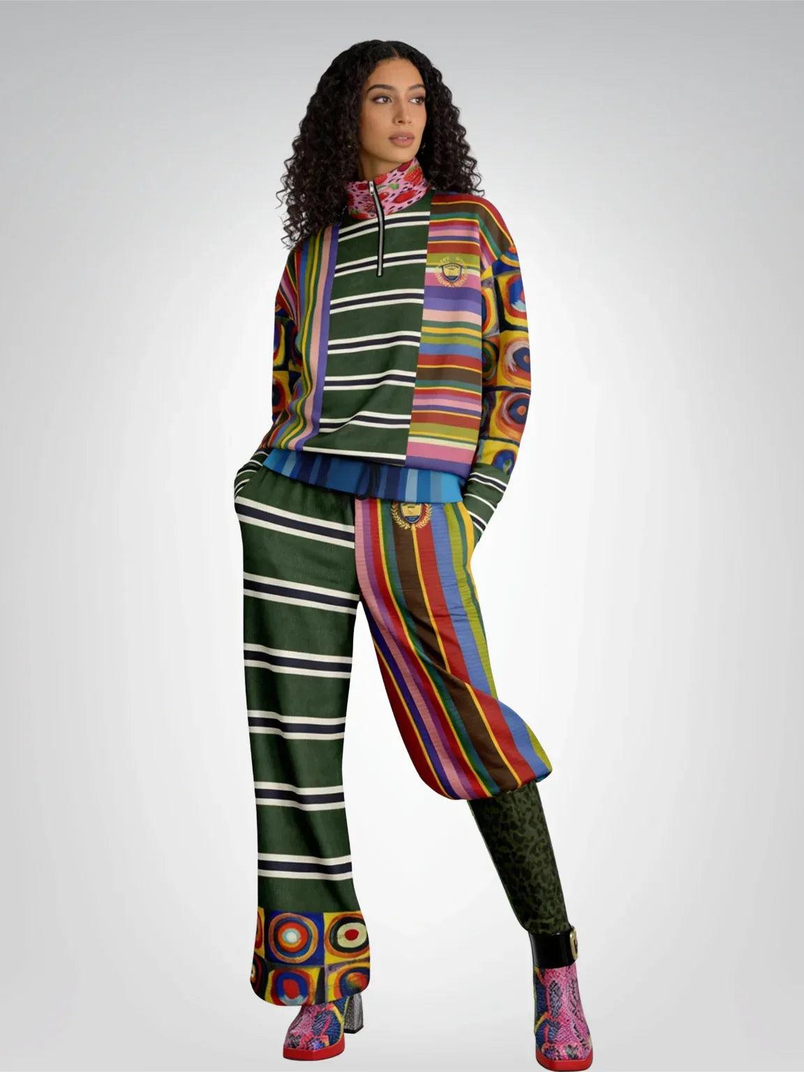 Striped in Silence Rugby Stripe Heavyweight Oversized Quarter Zip Sweatshirt