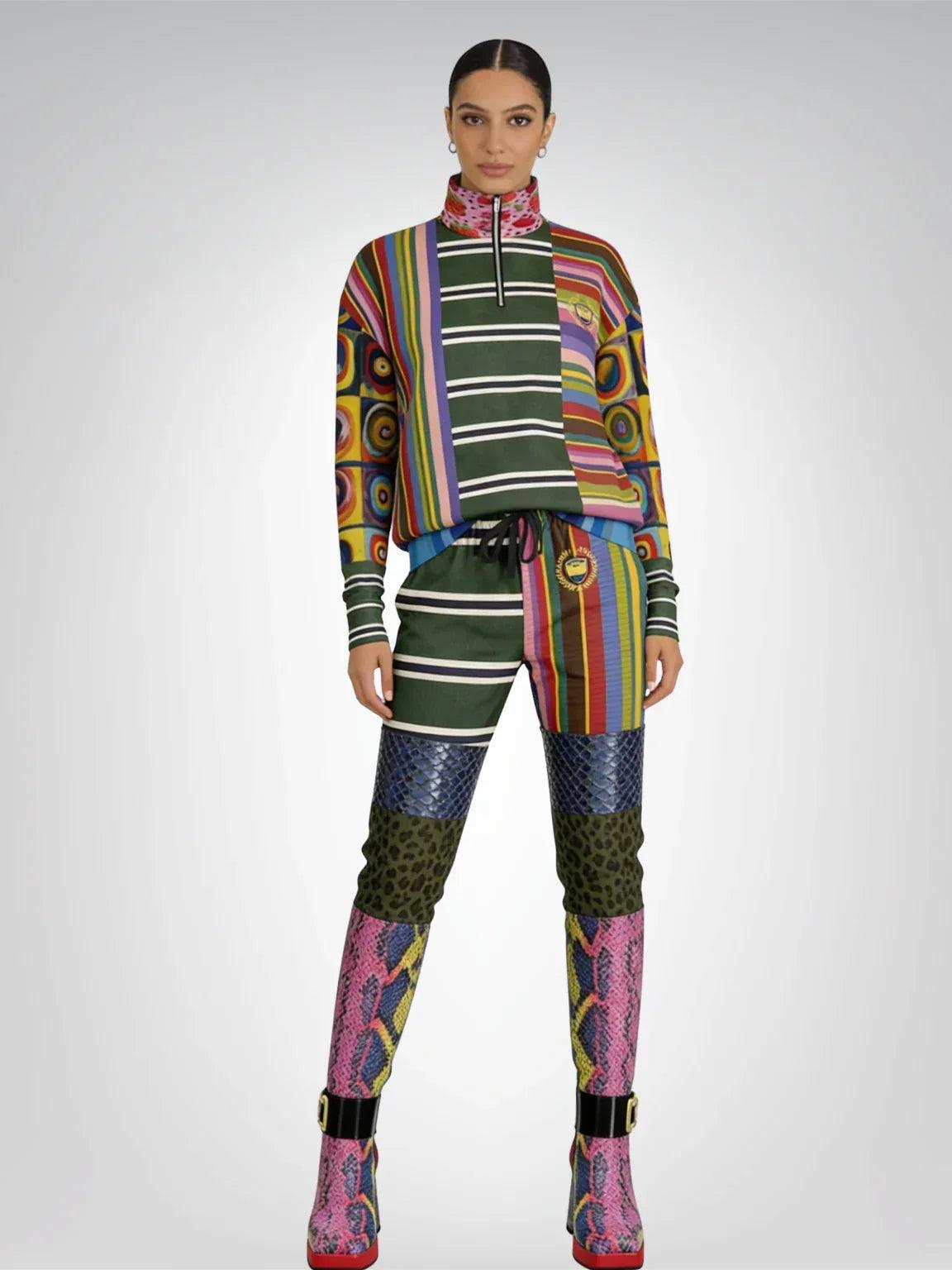 Striped in Silence Rugby Stripe Heavyweight Oversized Quarter Zip Sweatshirt