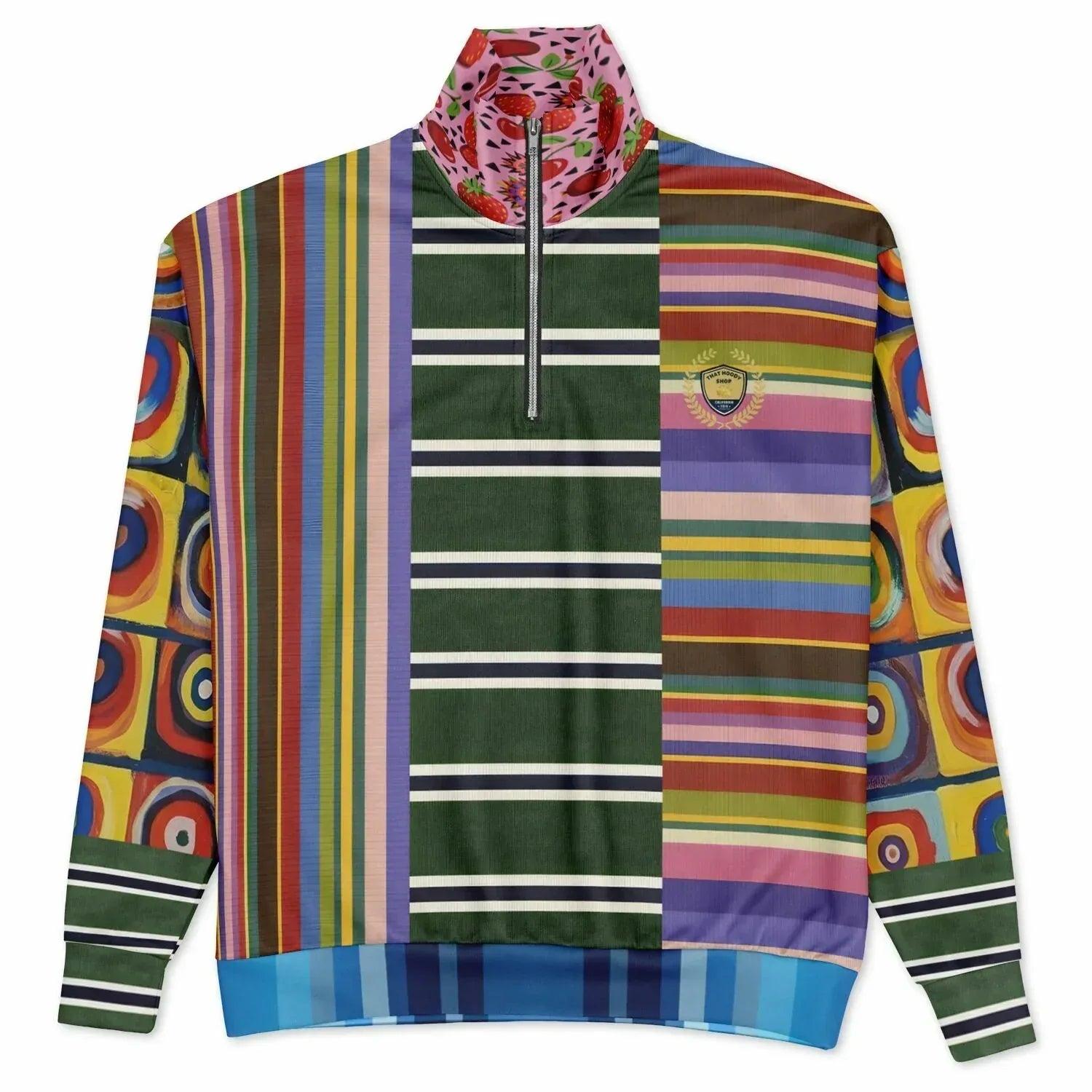 Striped in Silence Rugby Stripe Heavyweight Oversized Quarter Zip Sweatshirt
