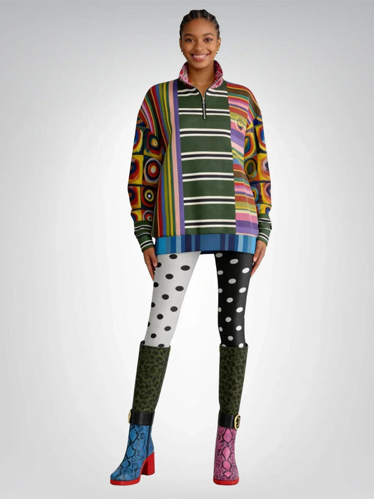 Striped in Silence Rugby Stripe Heavyweight Oversized Quarter Zip Sweatshirt