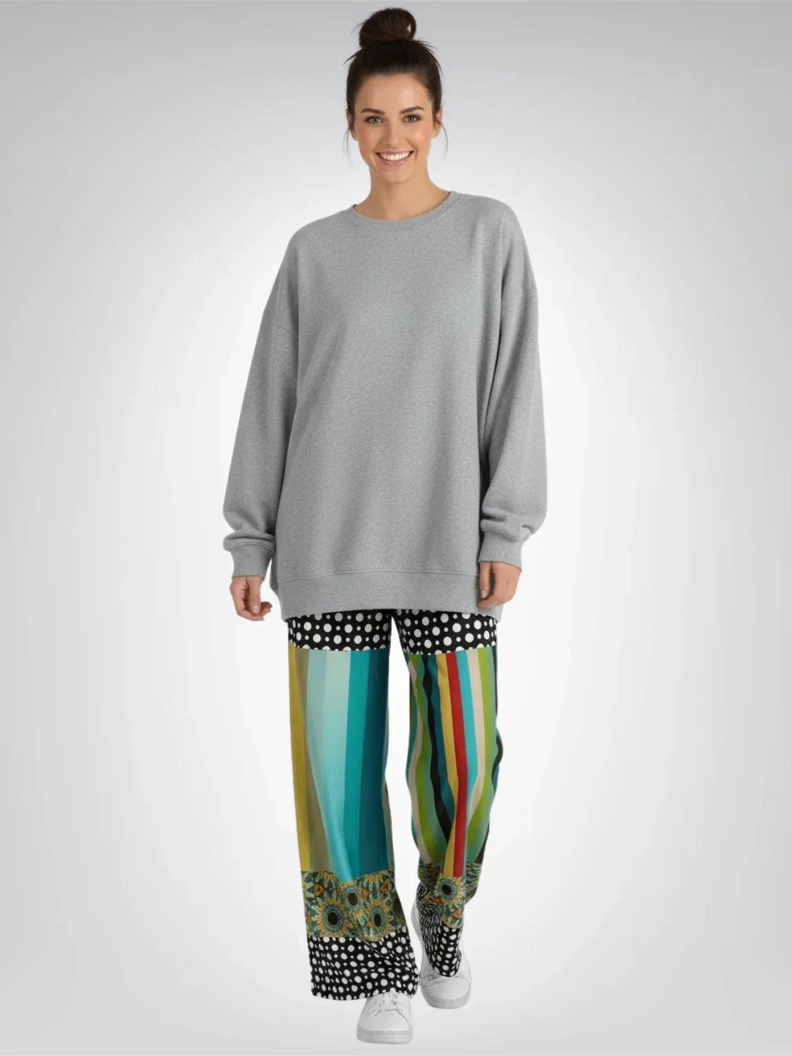 Sunflowers in My 1888 - Van Gogh - Stripe Eco-Poly Wide Leg Pants