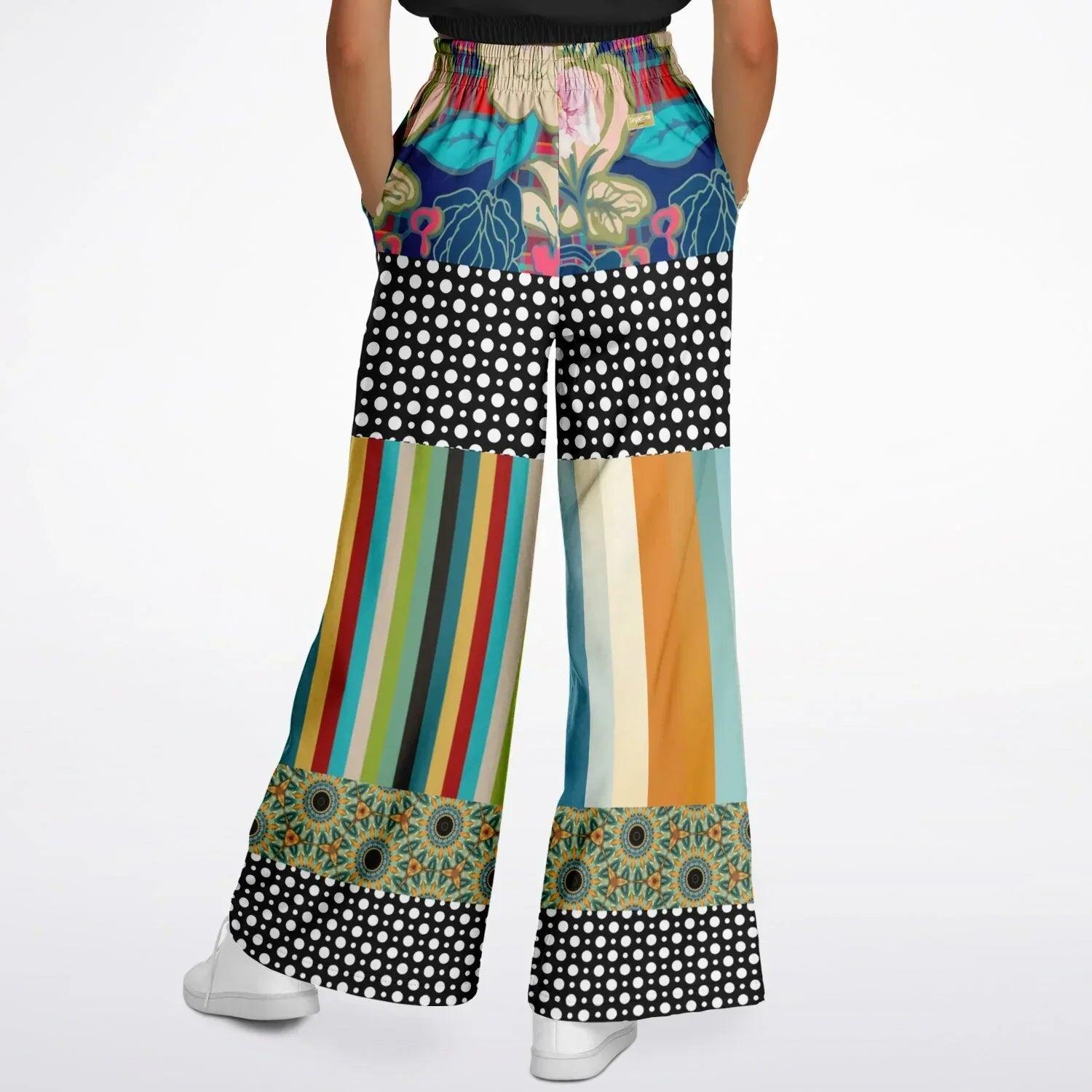Sunflowers in My 1888 - Van Gogh - Stripe Eco-Poly Wide Leg Pants
