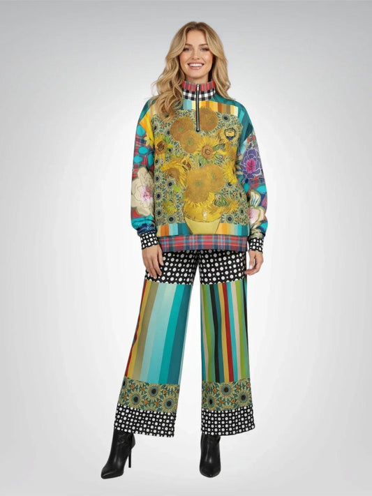 Sunflowers in My 1888 - Van Gogh - Heavyweight Oversized Quarter Zip Sweatshirt