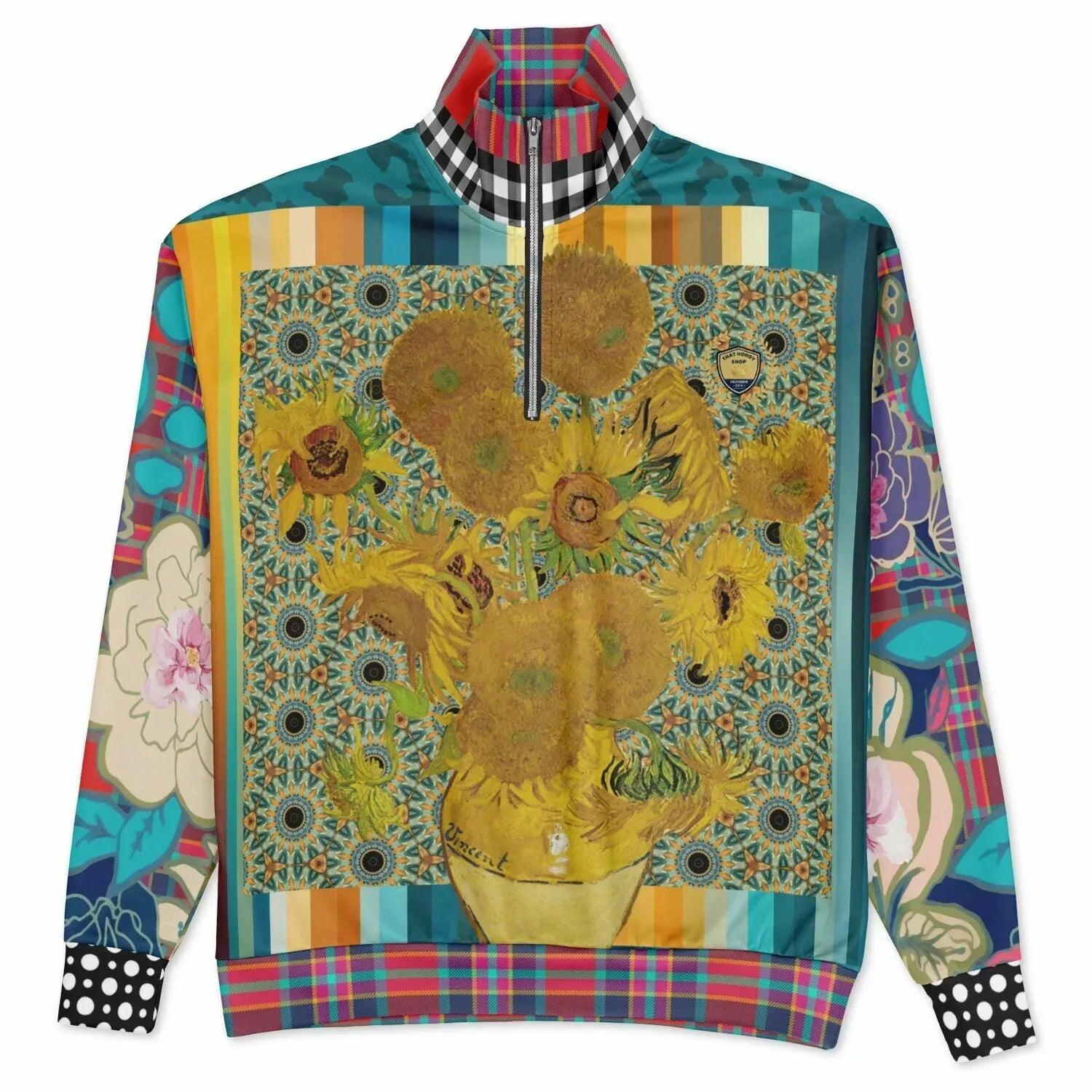 Sunflowers in My 1888 - Van Gogh - Heavyweight Oversized Quarter Zip Sweatshirt