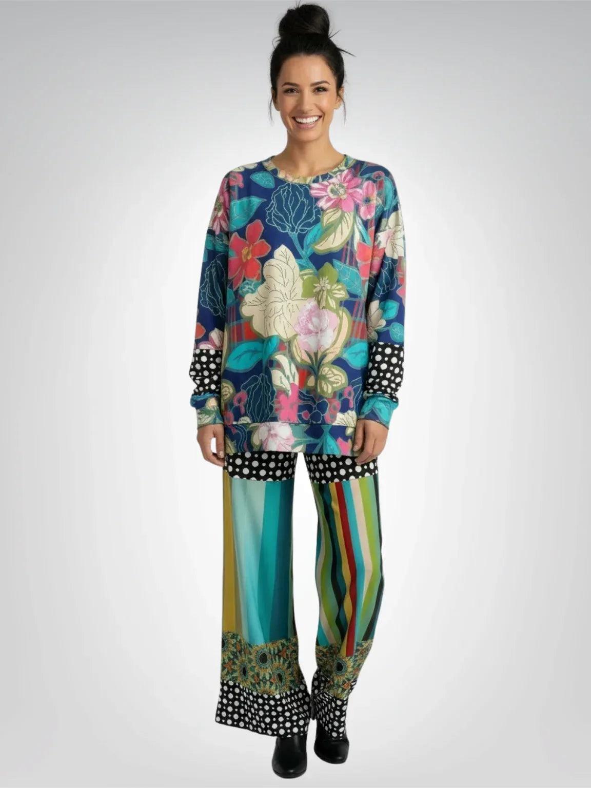 Sunflowers in My 1888 - Van Gogh - Stripe Eco-Poly Wide Leg Pants