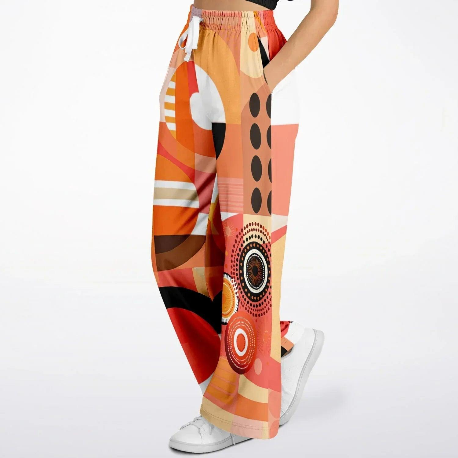 Sunset Springs Abstract 70s Print Eco-Poly Wide Leg Pants