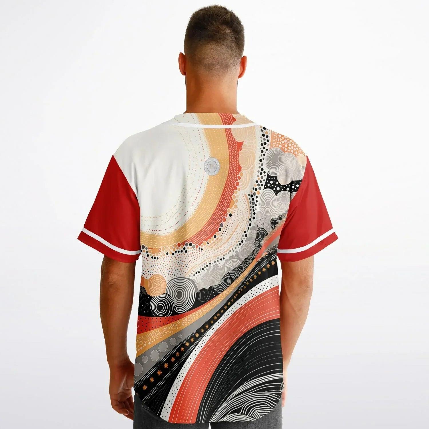 Sunset Springs Abstract 70s Short Sleeve Eco-Poly Reversible Baseball Jersey